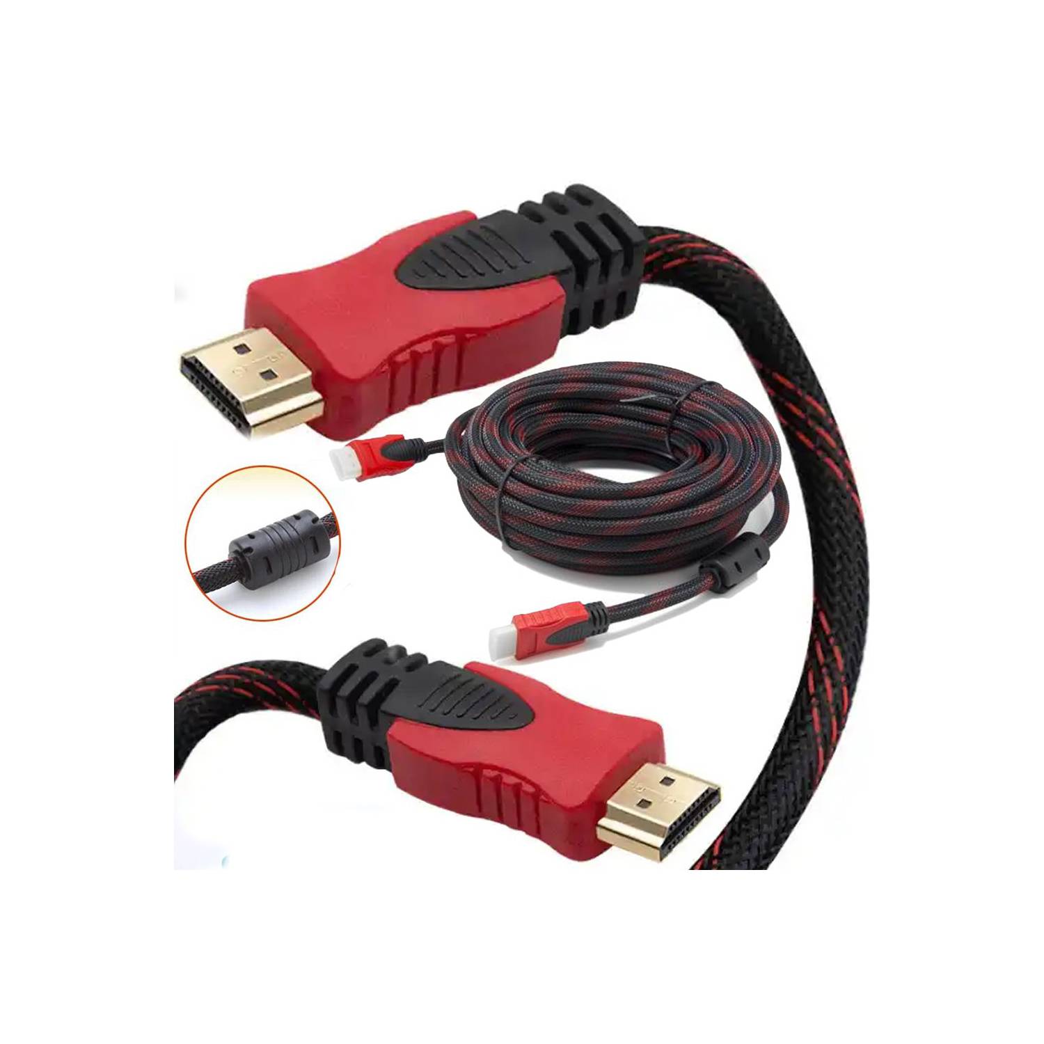 Cable HDMI-HDMI con Filtro 5m 5metros Full HD 3D V14 Enmallado OEM