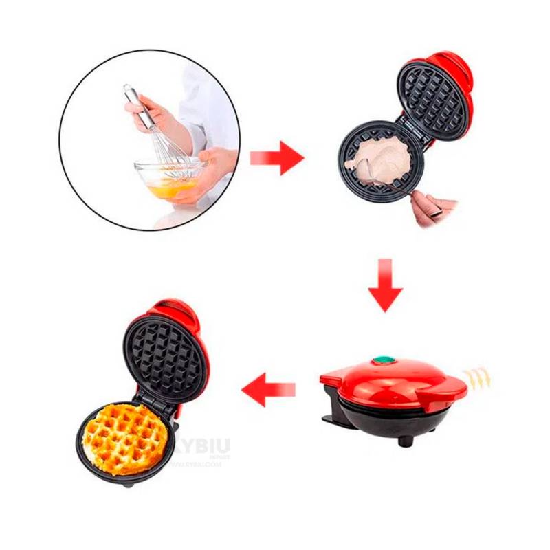 Mini Maquina para hacer Waffles Rojo