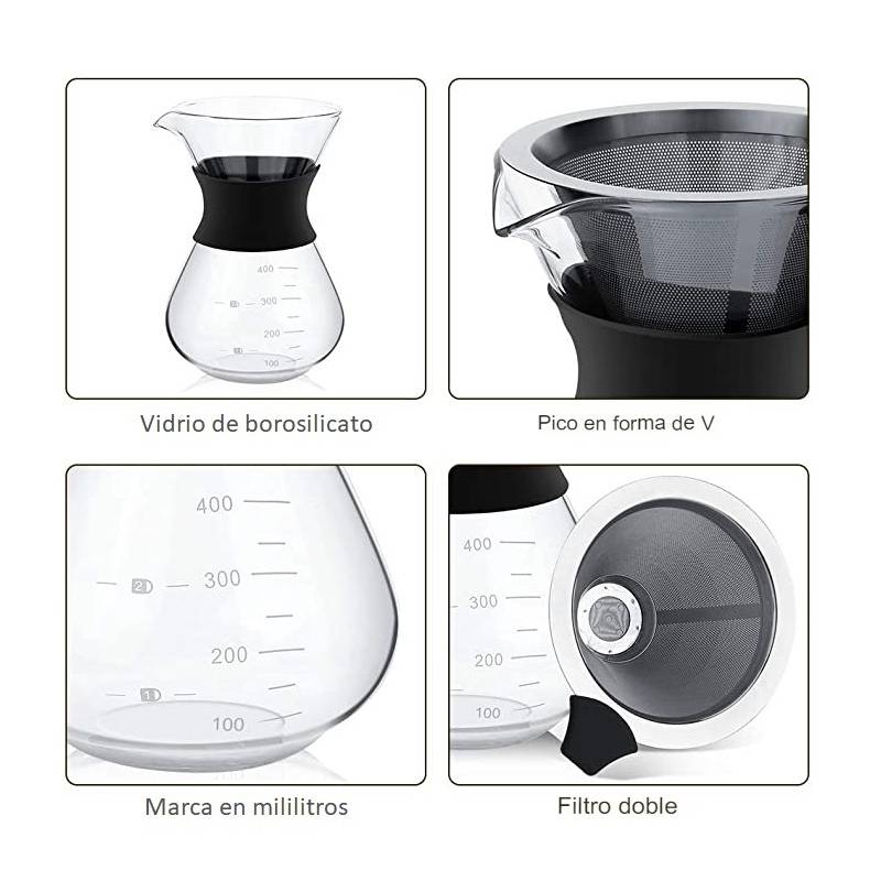 Cafetera goteo manual filtro de acero inox400ml GENERICO
