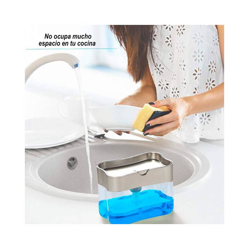 Pack X2 Dispenser Detergente Dosificador Esponja Cocina