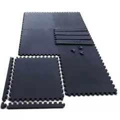 GENERICO - Tatami piso goma eva - ejercicios 15 mm set 6 piezas-negro