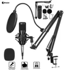DREIZT - Microfono Condensador Brazo Soporte Bm800 Pc Estudio Antipop Black