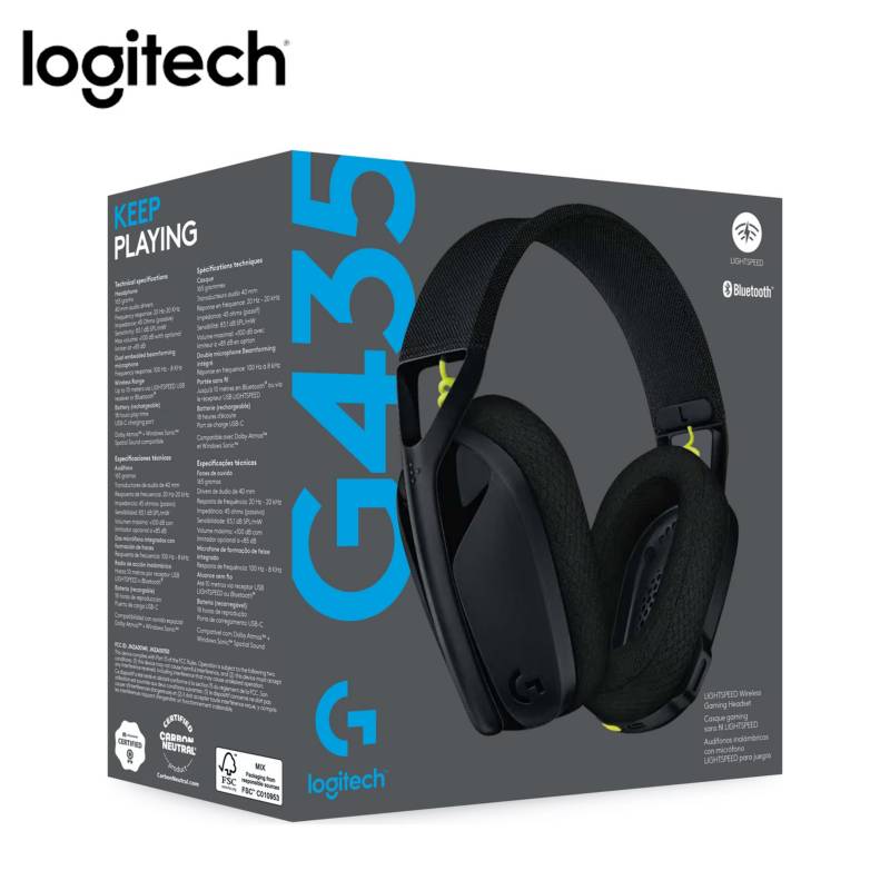 AURICULARES GAMING INALAMBRICO LOGITECH G435 BLUETOOTH NEGRO 981-001050