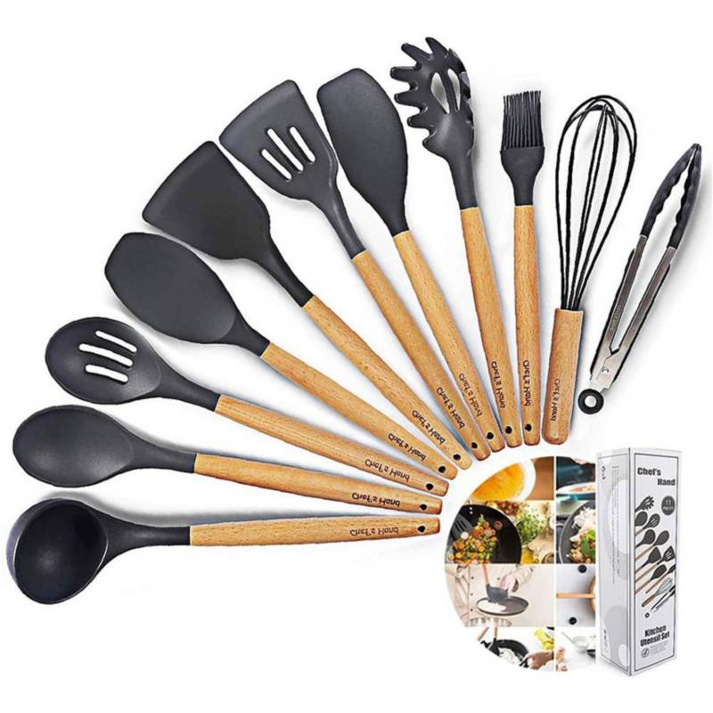 Homikit Juego de utensilios de cocina de 25 piezas con soporte, espátula de  silicona, cucharón, espátula, espátula para utensilios de cocina