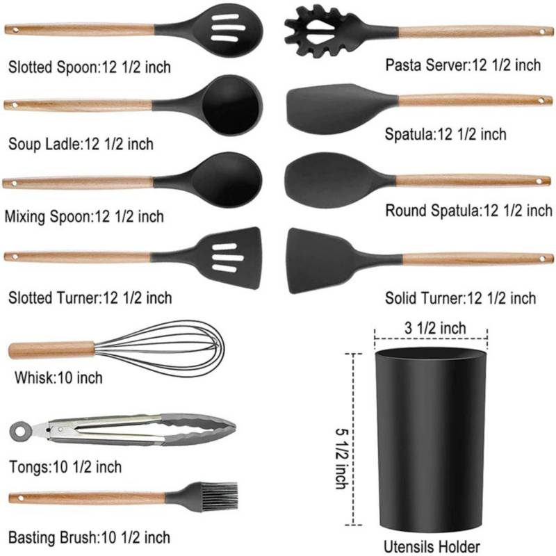 Juego de utensilios de cocina de silicona cucharon espátula batidor  reposteria GENERICO