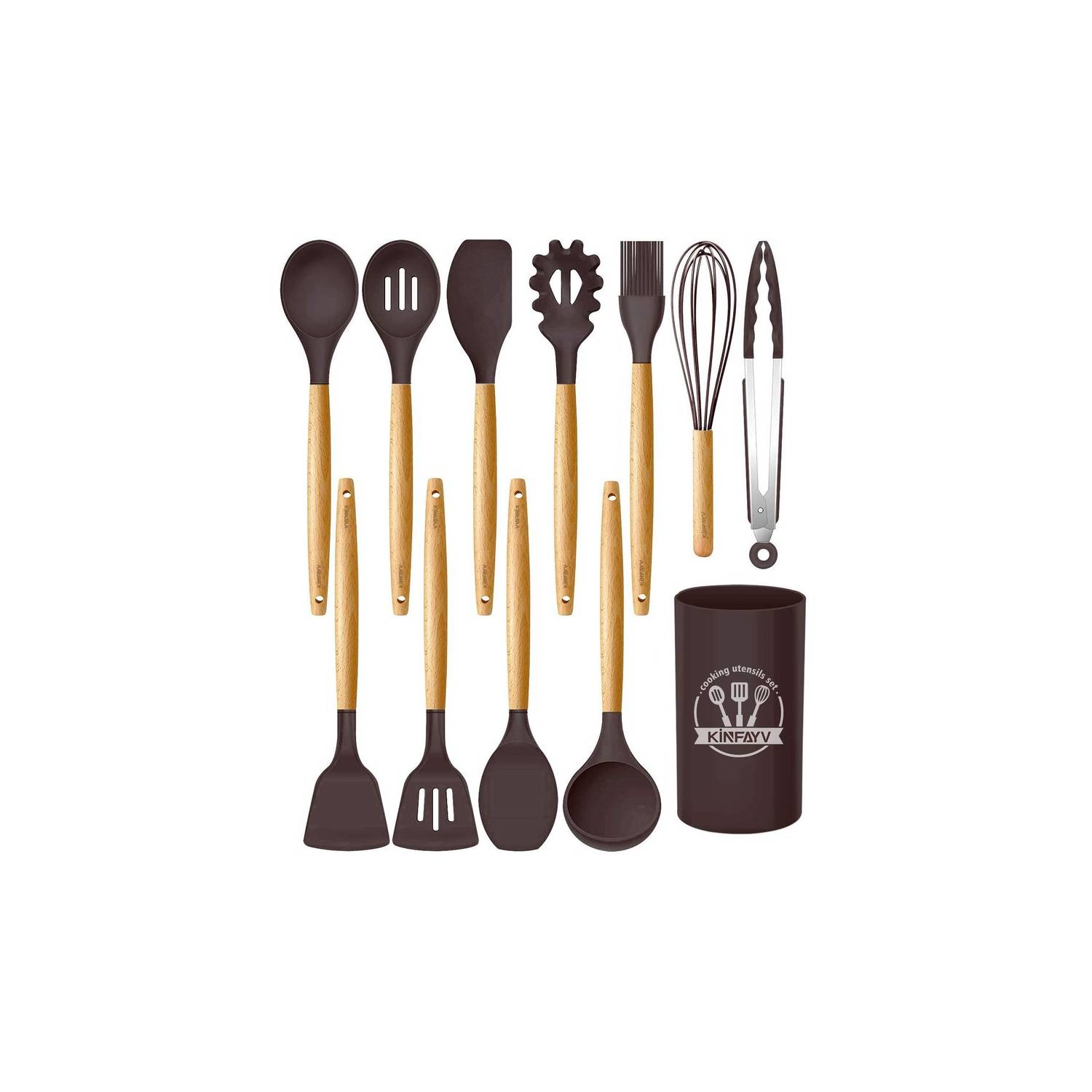 Set Utensilios De Cocina Kit X 5 Nylon Espatula Cucharon