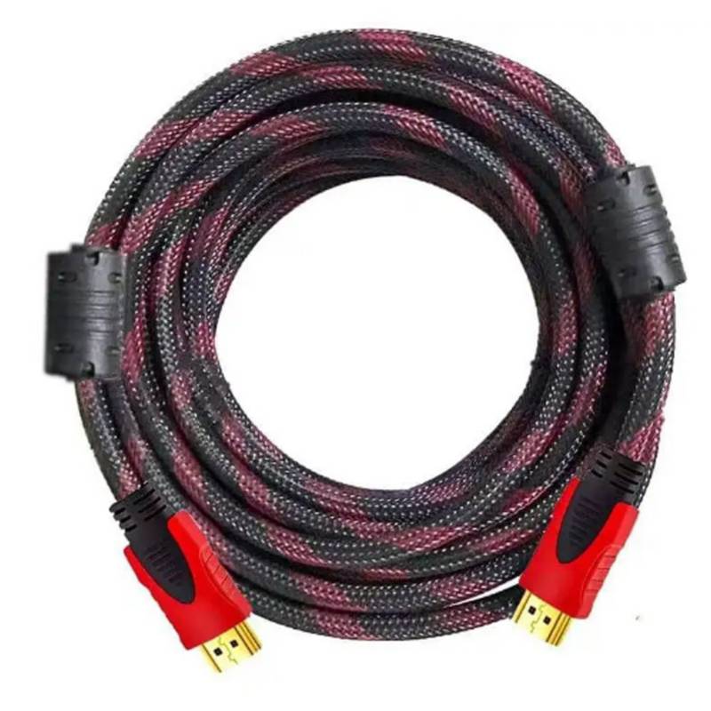 Cable HDMI con Filtro 3 Metros HD 3D V1.4 Enmallado Negro con Rojo