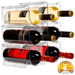 GENERICO - Pack X6 Organizador Soporte Acrílico de Botellas Porta Vino