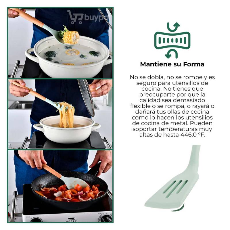 Set Utensilios Cocina Silicona Antiadherente Multifuncional - Promart