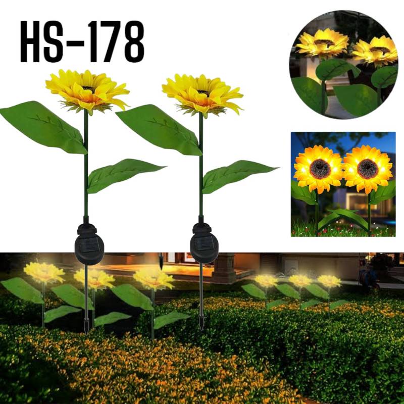 Luz Girasol Solar LEDs para Jardín Lámpara Decorativa Pack x 2 Piezas OEM |  