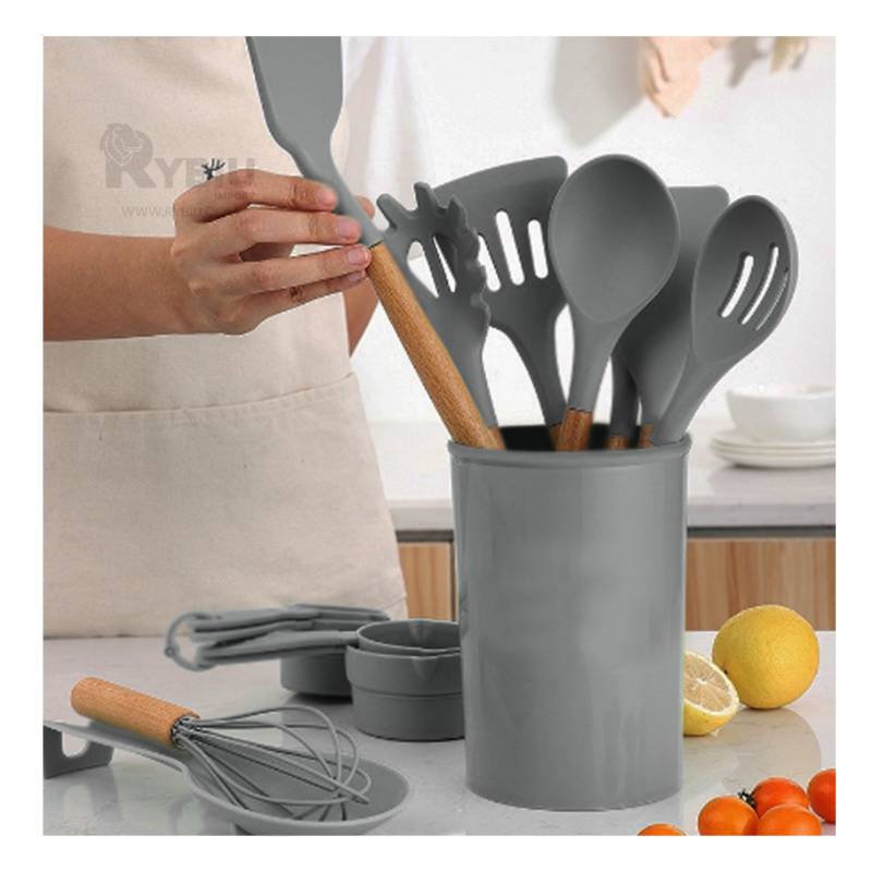 Set de Cucharones Utensilios de Silicona y Madera para Cocina Premium  IMPORTADO