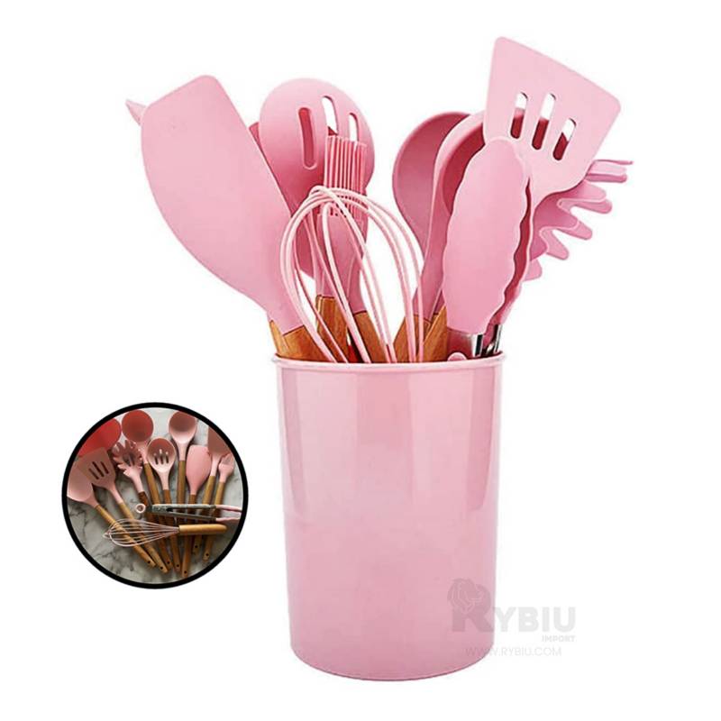 Kit de 12 Piezas de Utensilios para Cocina Rosa - Promart