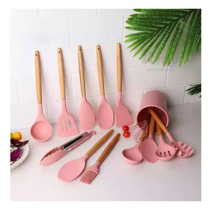 Kit de 12 Piezas de Utensilios para Cocina Rosa - Promart