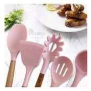 Ripley - SET DE CUCHARONES UTENSILIOS DE SILICONA PARA COCINA ROSADO 12PCS  528U