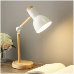 INSPIRA - Lámpara de escritorio clásica lámpara de mesa ajustable madera blanco
