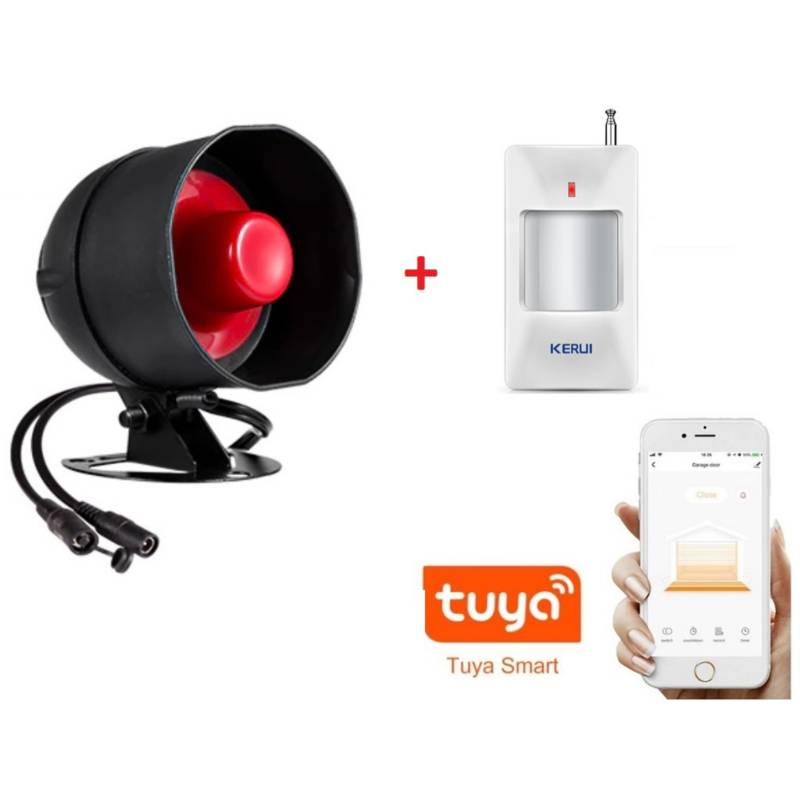 Alarma con sensor de movimiento WiFi: Alerta de detector de movimiento PIR  inteligente con sirena de 110 dB y alertas de aplicación, aplicación Tuya