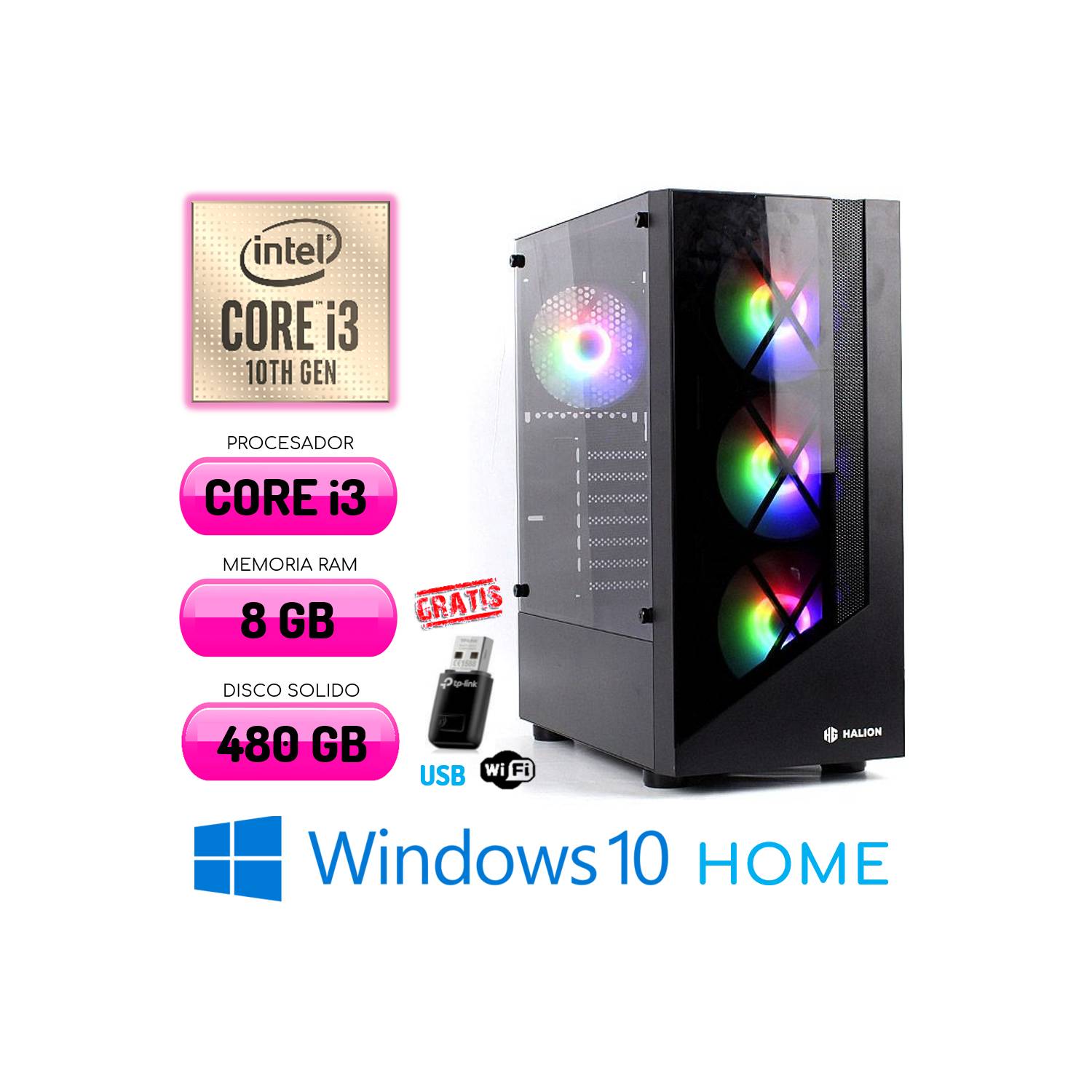 CPU Intel CORE i3 RAM 8Gb SSD 480Gb Windows 10 PC