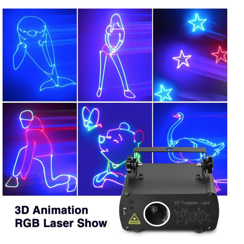Luces de fiesta láser DJ animación 3D iluminación de escenario RGB GENERICO