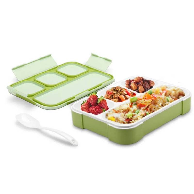 VERDE - Lonchera Taper alimentos de 4 divisiones, LunchBox o Bento Box  GENERICO