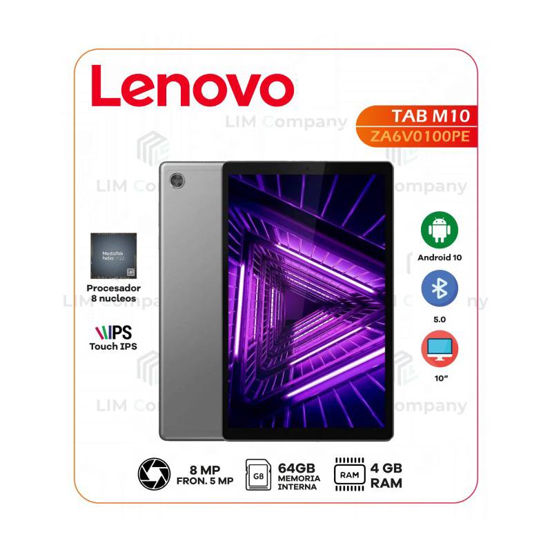Tablet LENOVO 10 Pulgadas M10 2 generacion Wifi Color Gris 64gb 4ram LTE  RED MOVIL
