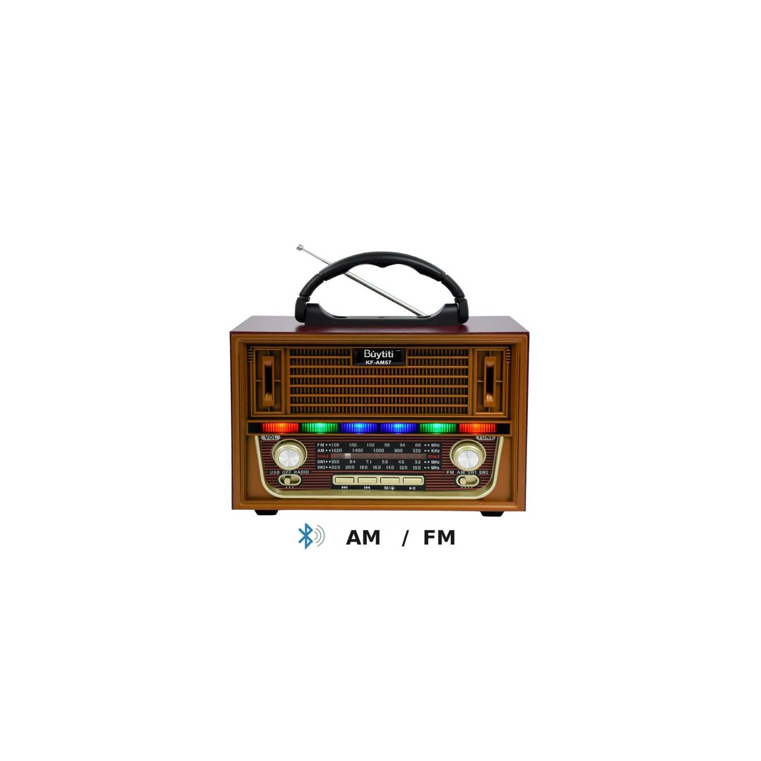 Radio Portatil AMFM Retro Vintage Parlante Bluetooth Mp3 Recargable -  marron I Oechsle - Oechsle