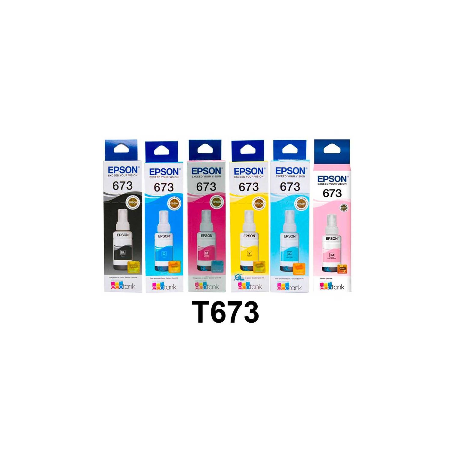 EPSON T673 Juego de tinta de recarga de 6 colores para L800 / L1800 (Epson  original) Fabricante: Epson