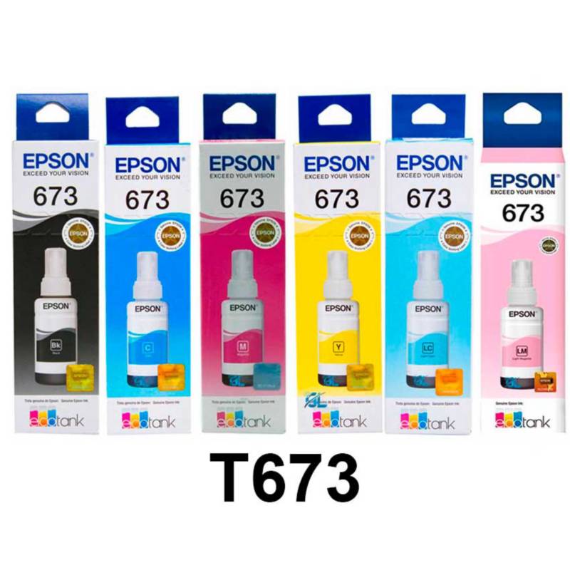 empleo mueble puño Pack de tintas Epson T673 de 70ml Set 6 Colores L800 L805 L850 L1800 EPSON  | falabella.com