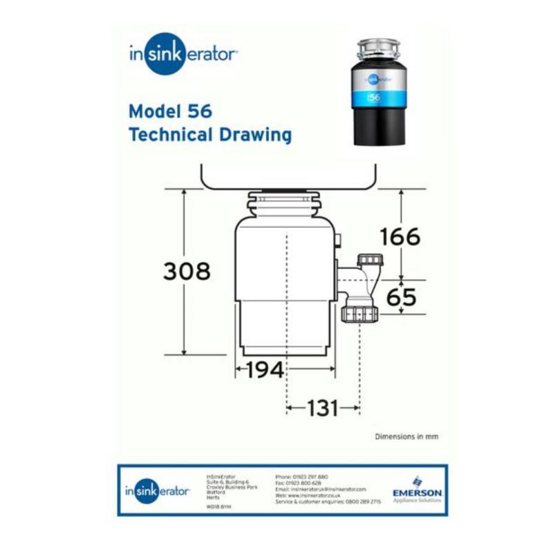 Triturador de desperdicios de comida Modelo 56, 0,55 HP