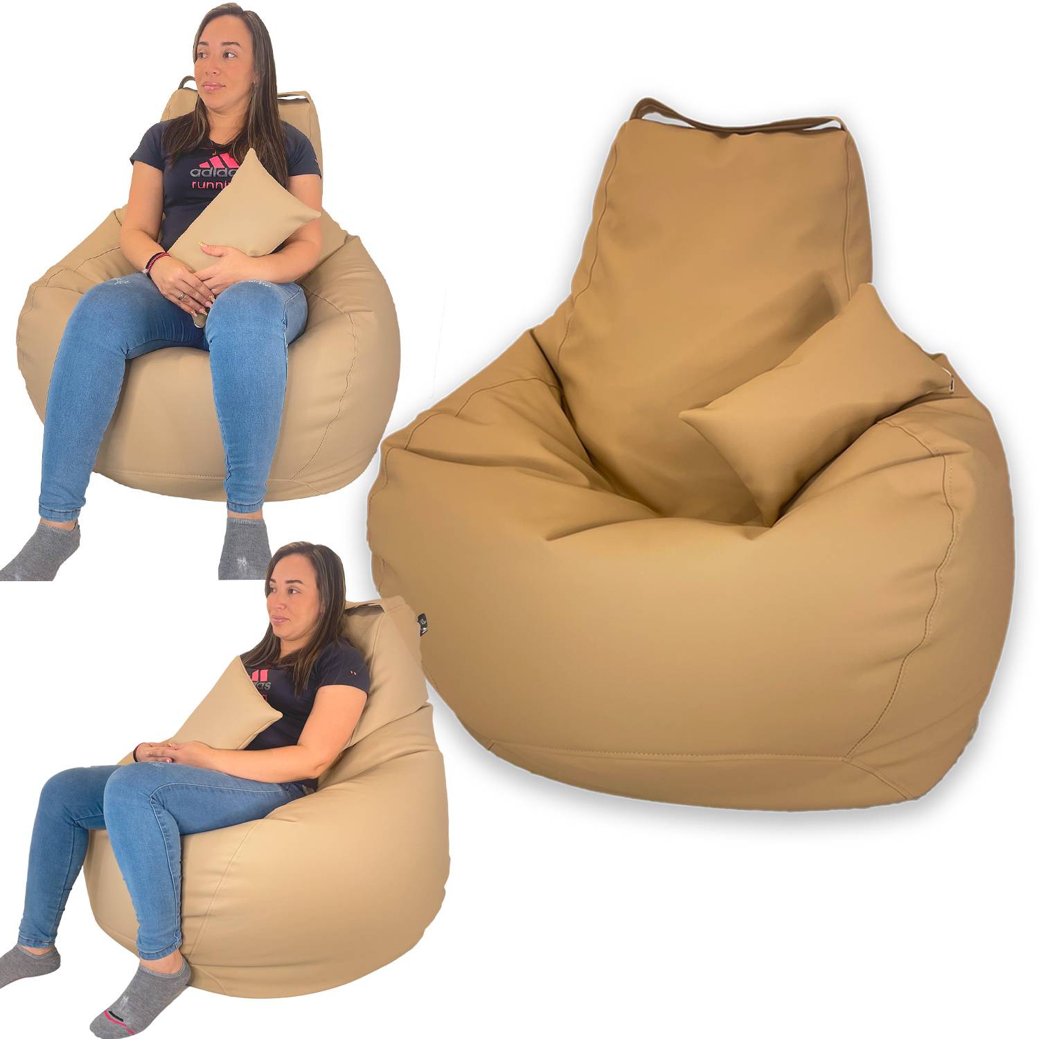 ComboPuff, Incluye Sillon Puff Pera Gigante + Puff Cilindro descansapies +  Cojin decorativo