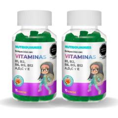 Pack 2 Frascos Nutrigummies Vitaminas B1 B2 B6 B9 B12 A D C y E