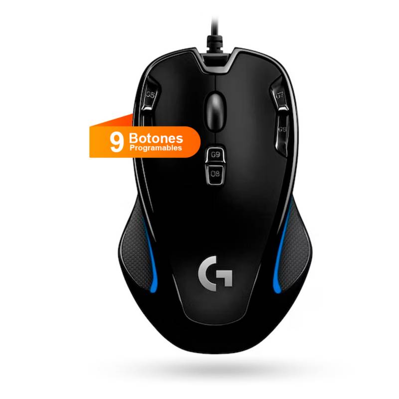 LOGITECH - Mouse Logitech G300s Gamer 1ms 2500DPI 9 Botones - Negro