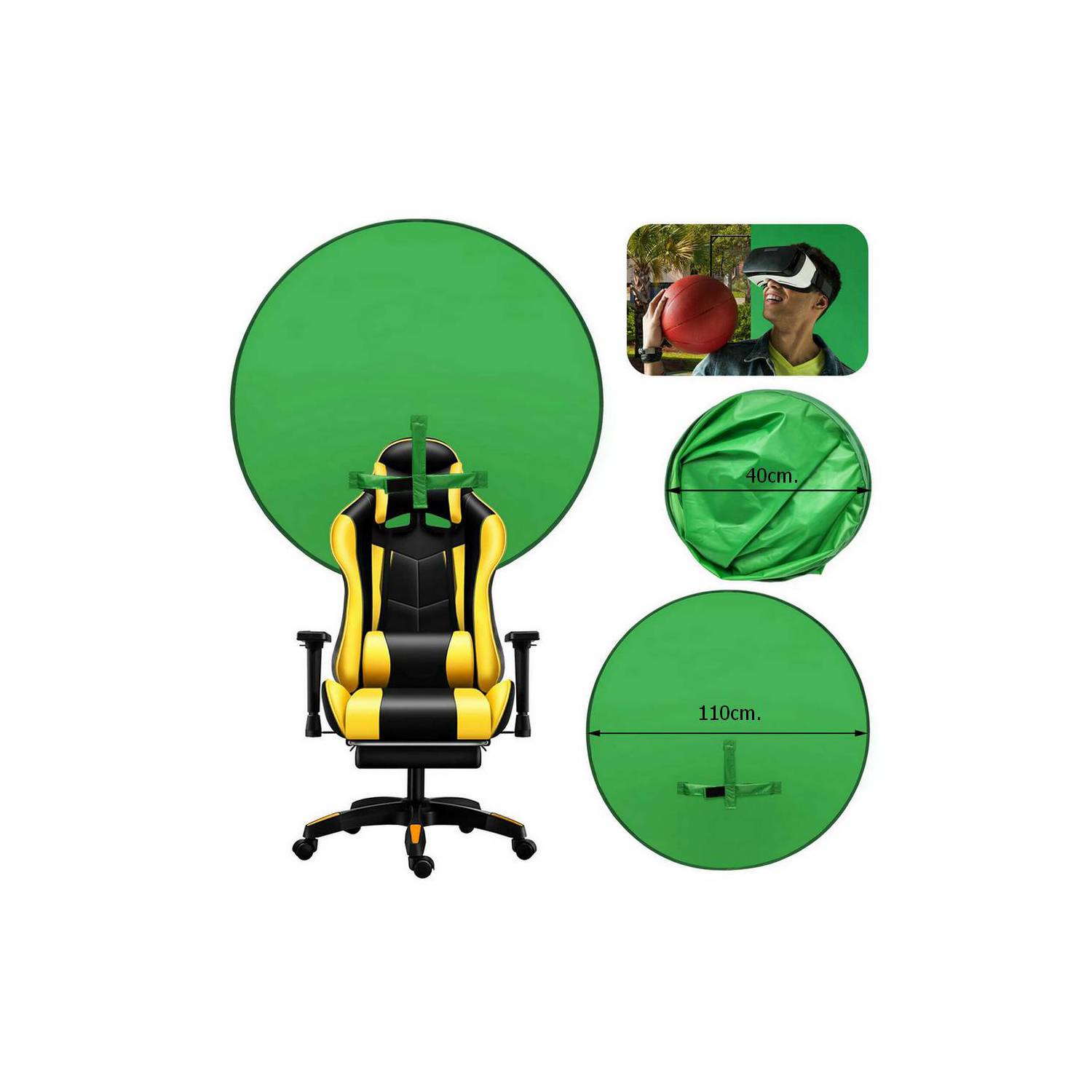 Croma-fondo de pantalla verde, 110x200cm, soporte extraíble, resistente a  las arrugas, para estudio de fotografía, juego Virtual