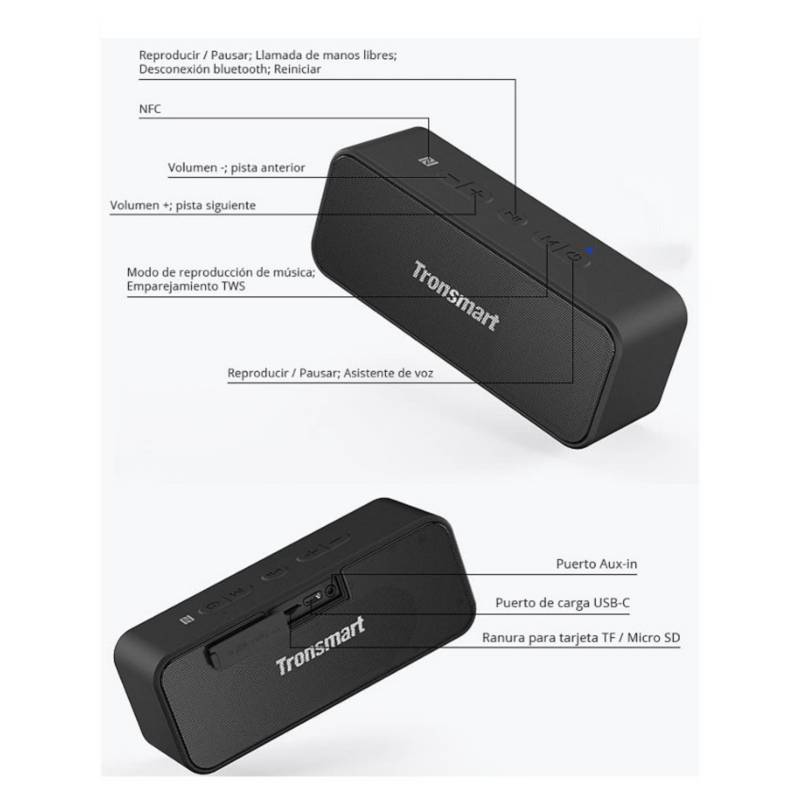 Parlante Bluetooth Tronsmart T2 Plus 20W TRONSMART falabella