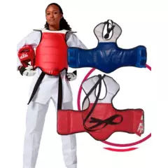 GENERICO - Escudo de Pecho Taekwondo Dhark  Reversible Rojo y Azulino Talla 2