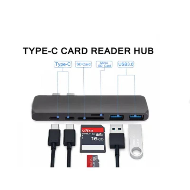 Lector de Tarjetas Tipo C Micro SD/SD/mmc/Md + HUB 3 Puertos USB 3.0
