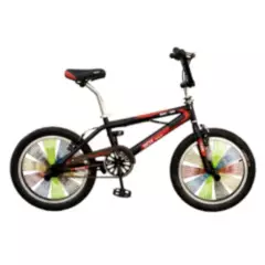 BOX BIKE - Bicicleta Box BMX con Rayos de Colores - Negro con Rjo