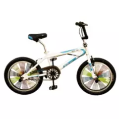 BOX BIKE - Bicicleta Box BMX con Rayos de Colores - Blanco con Azul