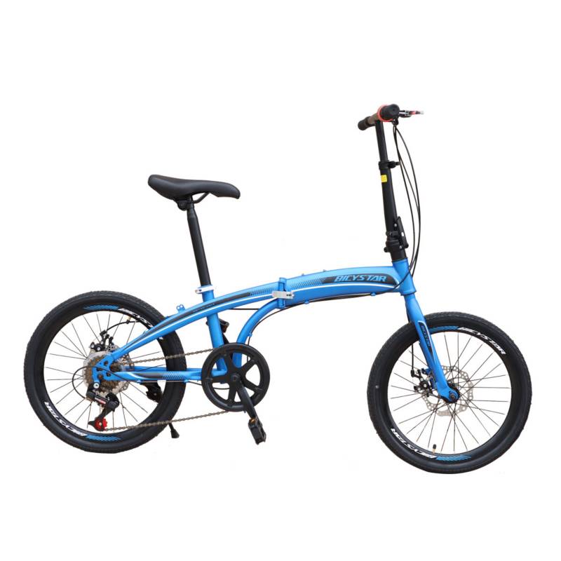 BOX BIKE - Bicicleta Plegable Aro 20 Con Frenos de Disco Unisex - Azul