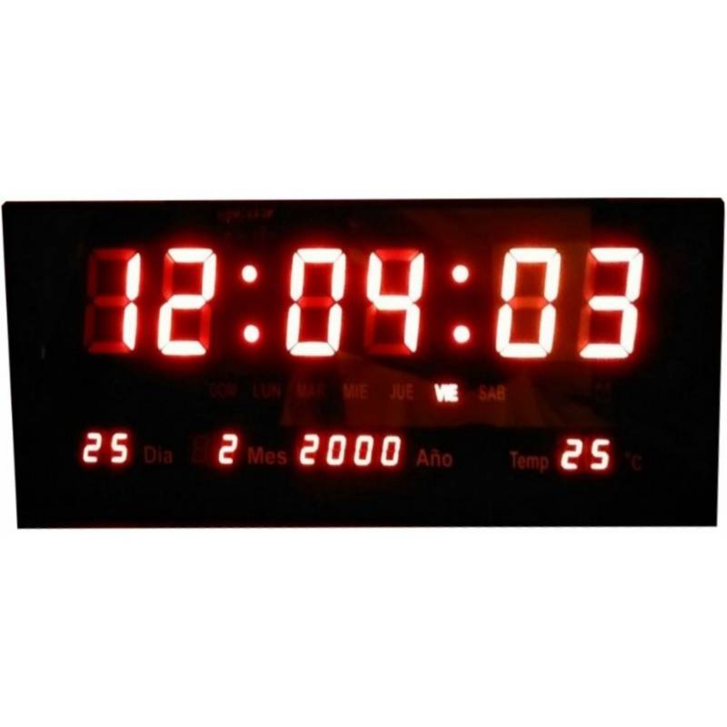 Reloj Digital De Pared Calendario Temperatura 36cm X 15cm GENERICO