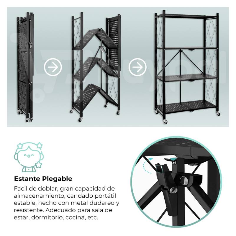 Estante plegable Gretail para hogar y cocina 4 niveles