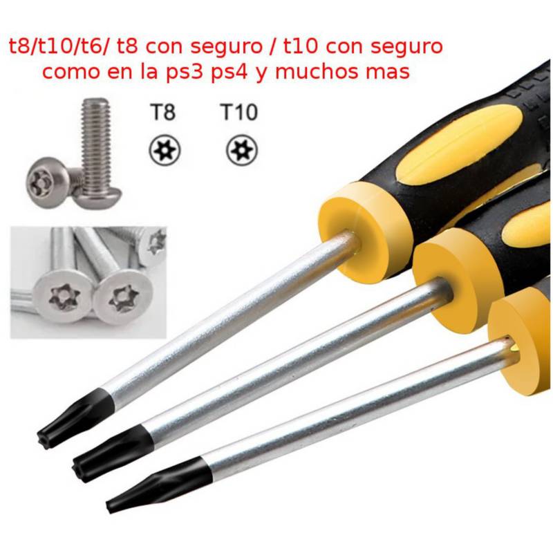 Set 3 Destornilladores Torx T10 T8 T6 Xbox 360 One Ps4 Ps3 GENERICO