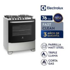 ELECTROLUX - Cocina Electrolux 5 quemadores Acero Inox GN/GLP 76USS