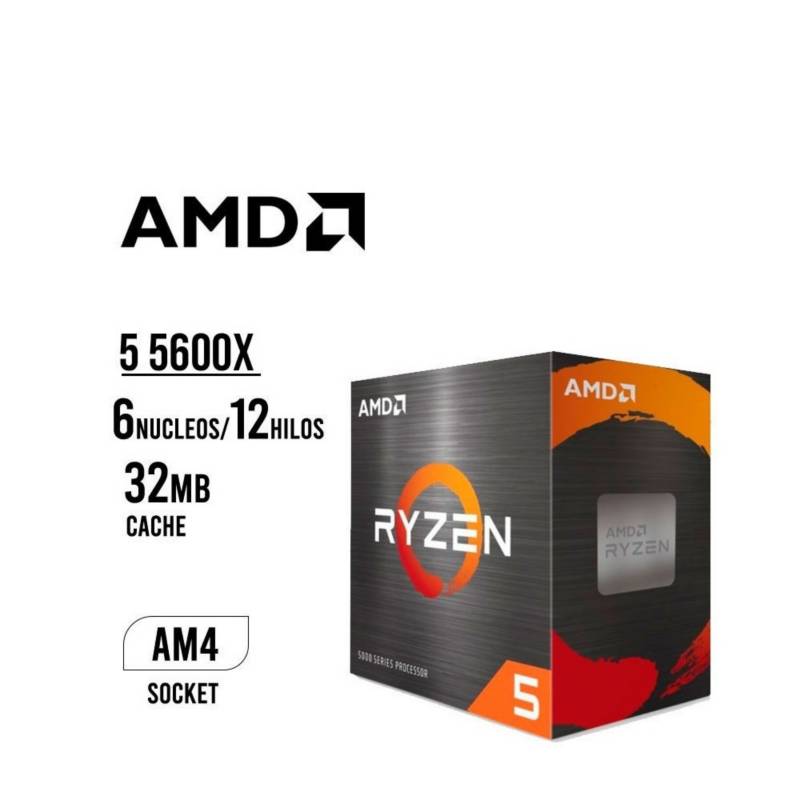 PROCESADOR AMD RYZEN 5 5600X 3.7GHZ 35MB 6CORE AM4 AMD RYZEN