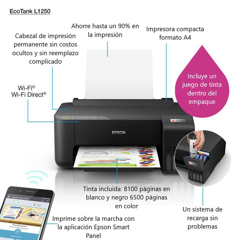 Impresora Epson L1250 WIFI (Solo Imprime) – RYM Portátiles Perú