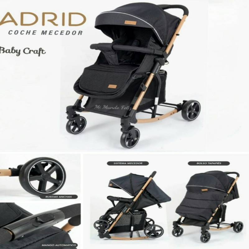 Coche para Bebe con Llantas Grandes Cubrepies y Mecedor BABY HAPPY