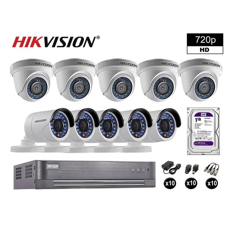 Kit 12 Cámaras de Vigilancia Hikvision Hd 720P Disco 1Tb P2p Kit