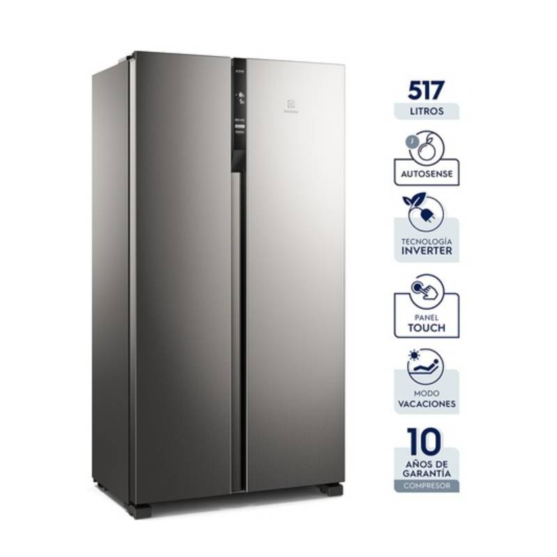 ELECTROLUX - Refrigeradora Electrolux 517L Side by Side Efficient con Tecnología AutoSense ERSA53V2HVG