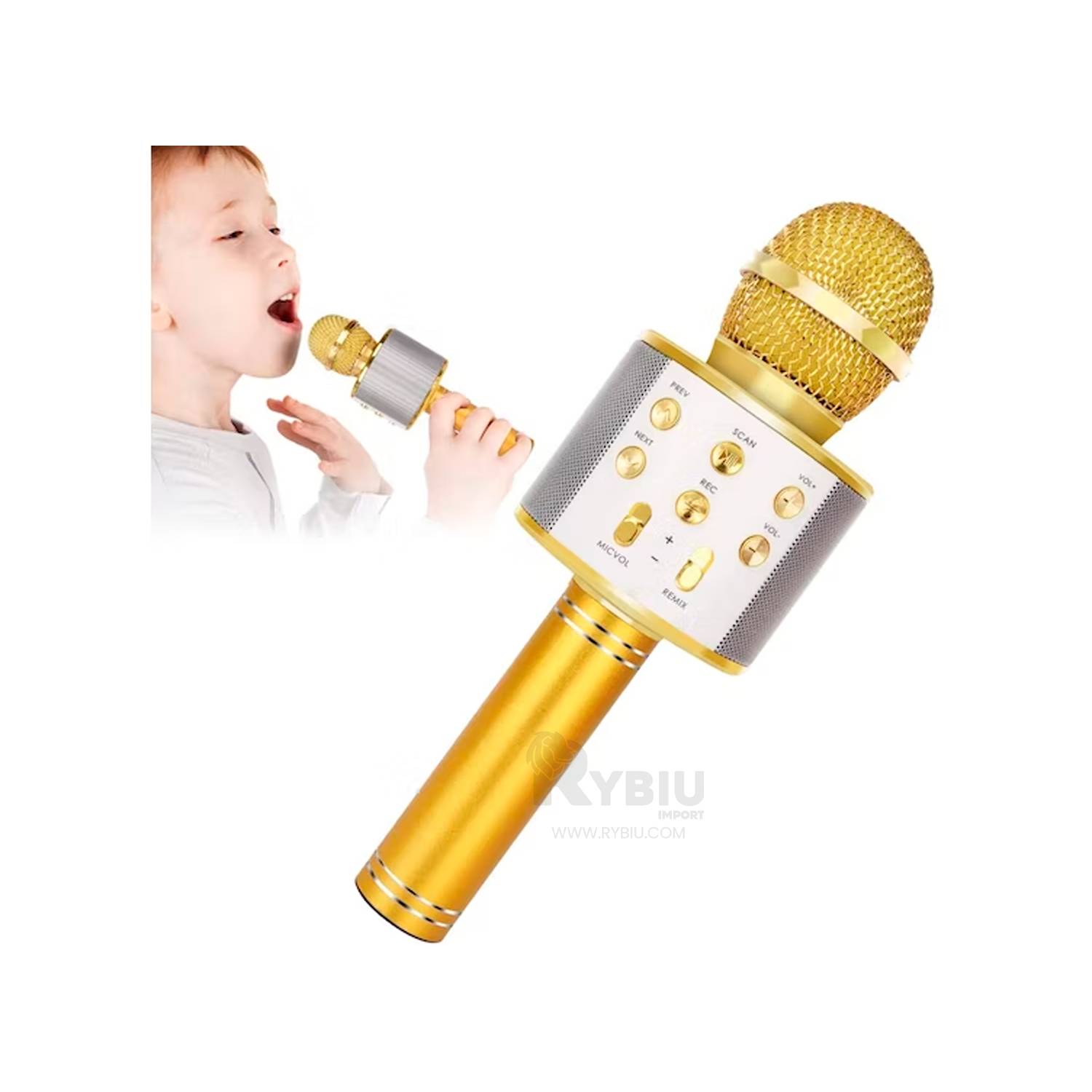 Cefa toys Micrófono Inalámbrico Karaoke Bluetooth Dorado