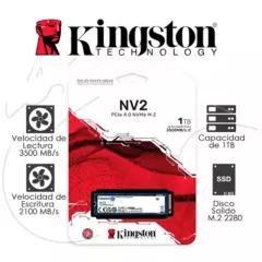 KINGSTON - Disco Sólido  1 TB NV2  Pcie Gen 4*4  Nvme Kingston