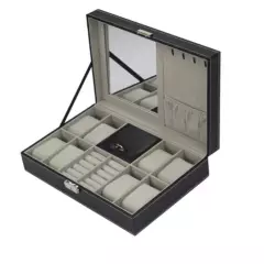 GENERICO - Caja Porta Reloj Joyero Organizador con espejo